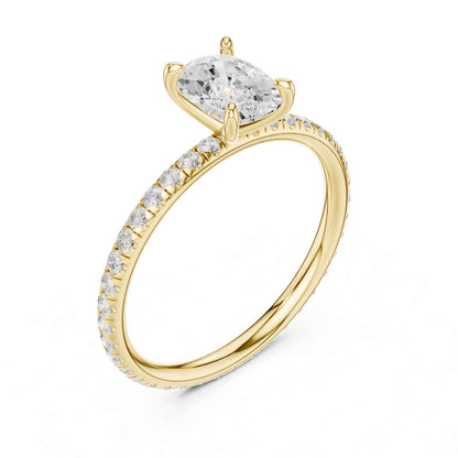 1 Carat Cushion Cut Diamond Engagement Ring with Pavé Side Diamonds