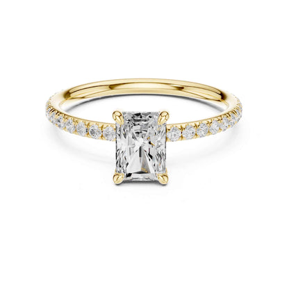 1 Carat Radiant Cut Lab Grown Diamond Engagement Ring with Pavé Band