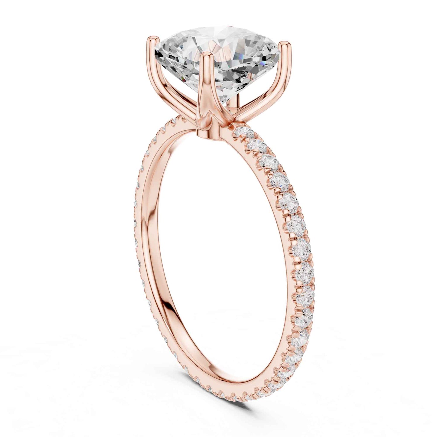 2.5 Carat Cushion Cut Diamond Engagement Ring with Pavé Band