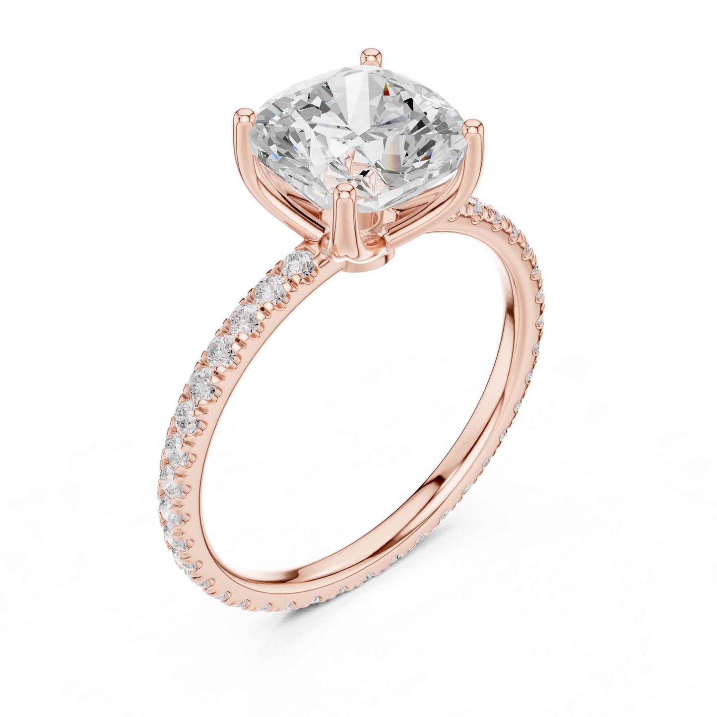 2.5 Carat Cushion Cut Diamond Engagement Ring with Pavé Band