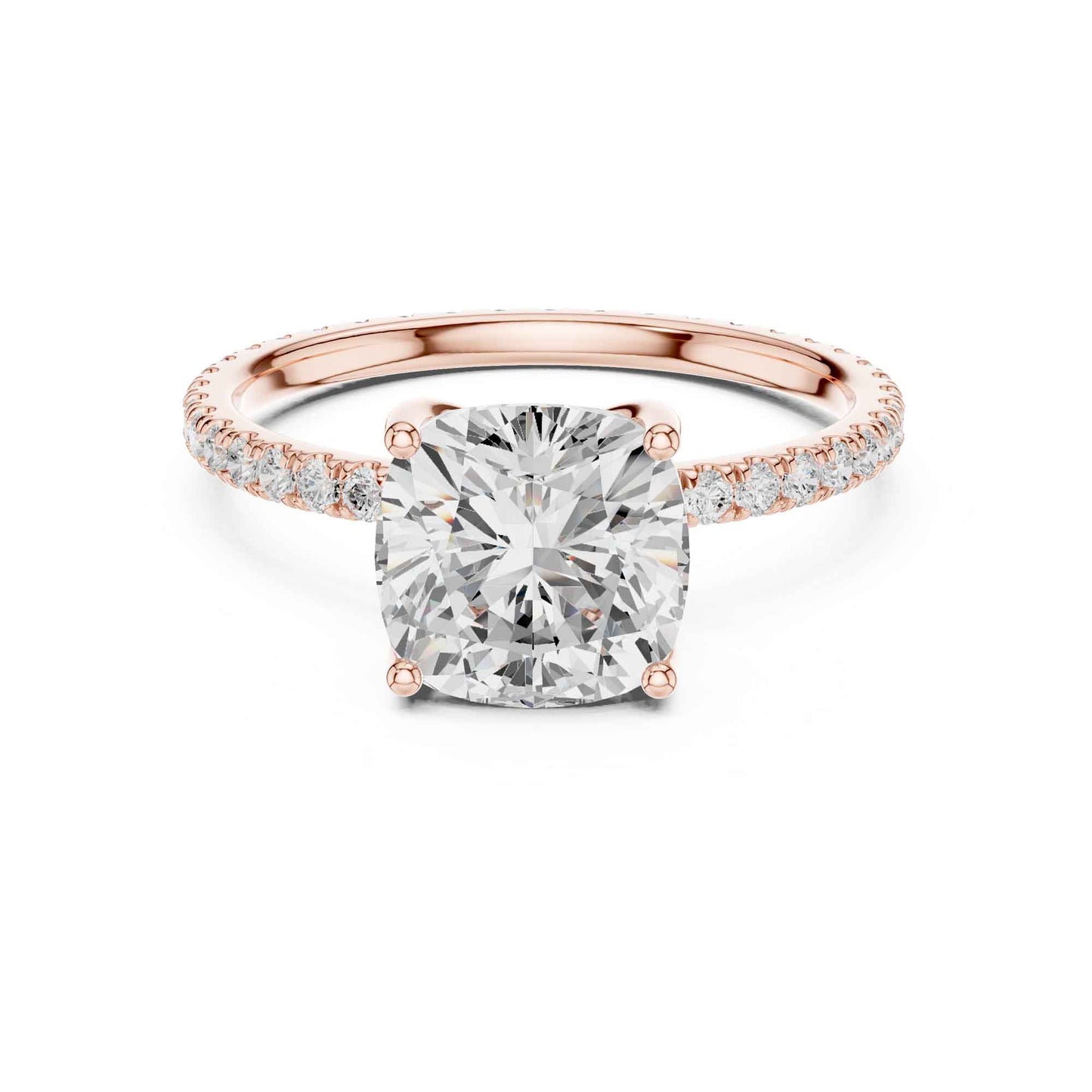 2.5 Carat Cushion Cut Diamond Engagement Ring with Pavé Band