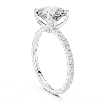 2.5 Carat Cushion Cut Diamond Engagement Ring with Pavé Band