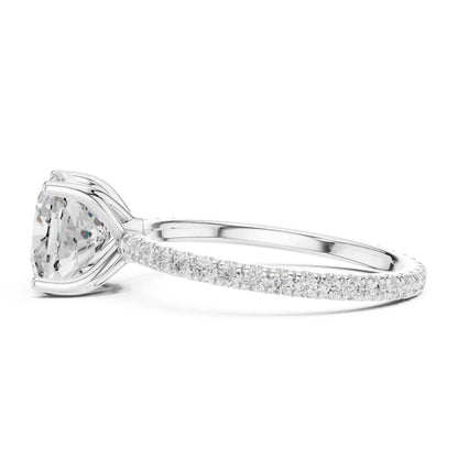 2.5 Carat Cushion Cut Diamond Engagement Ring with Pavé Band