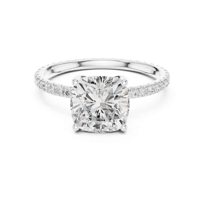 2.5 Carat Cushion Cut Diamond Engagement Ring with Pavé Band