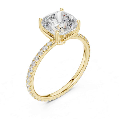 2.5 Carat Cushion Cut Diamond Engagement Ring with Pavé Band