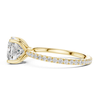 2.5 Carat Cushion Cut Diamond Engagement Ring with Pavé Band