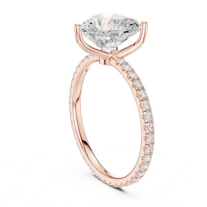 2.5 Carat Heart Cut Lab Grown Diamond Engagement Ring with Pavé Band