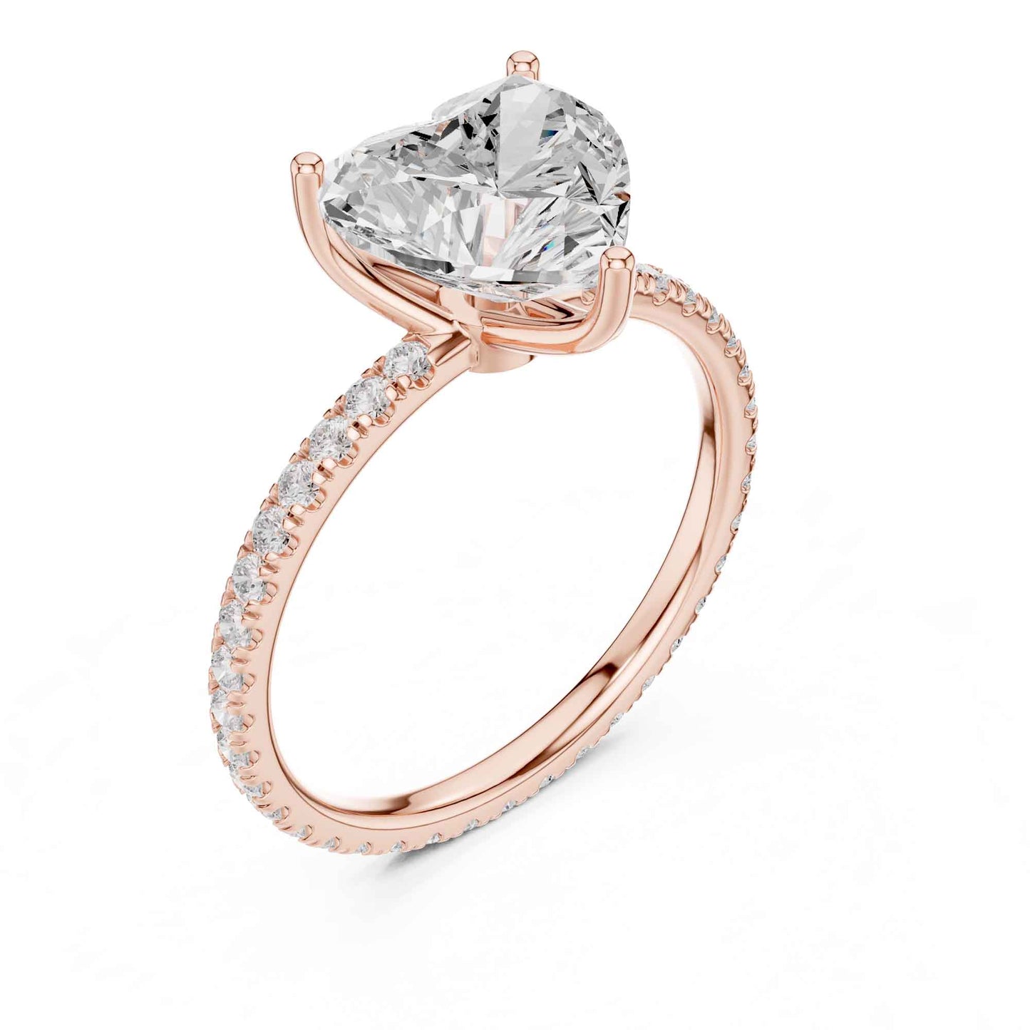 2.5 Carat Heart Cut Lab Grown Diamond Engagement Ring with Pavé Band