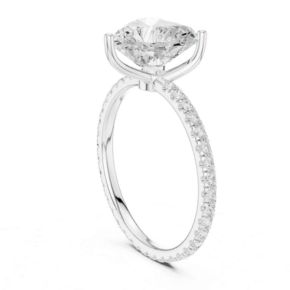 2.5 Carat Heart Cut Lab Grown Diamond Engagement Ring with Pavé Band