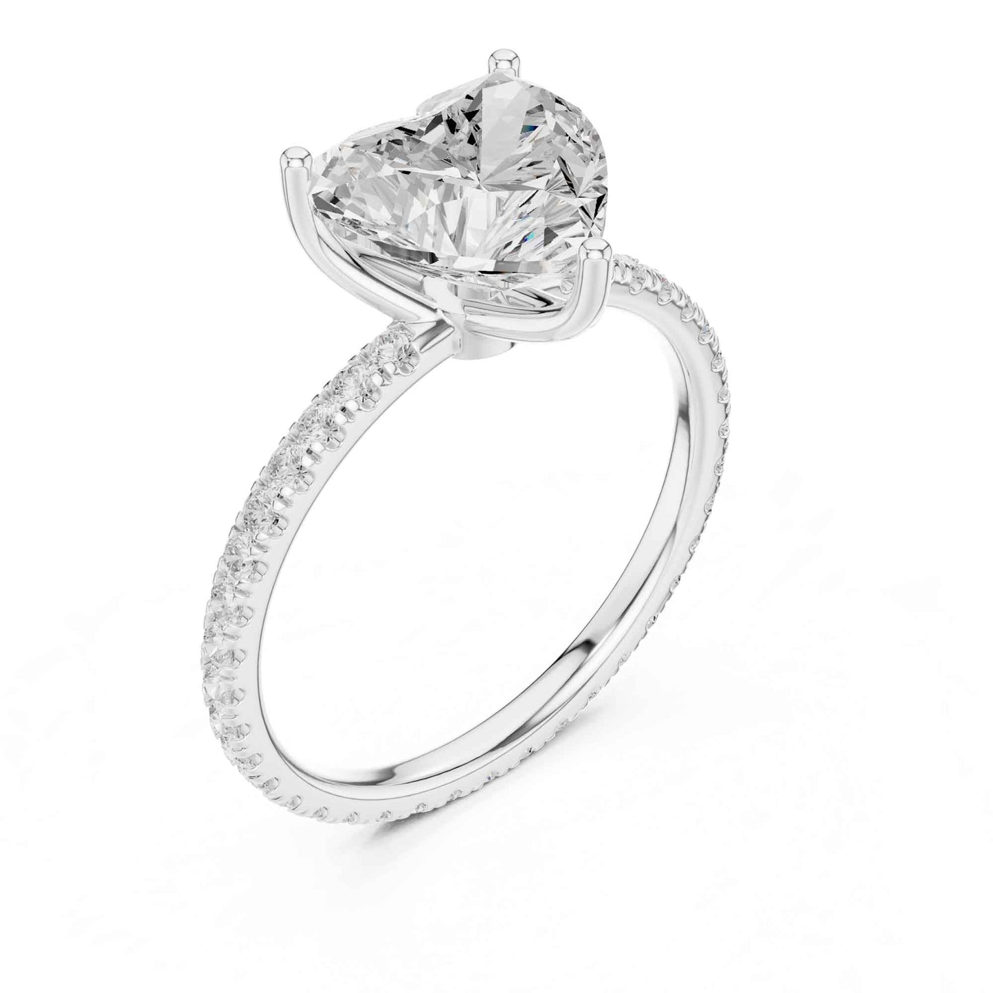 2.5 Carat Heart Cut Lab Grown Diamond Engagement Ring with Pavé Band