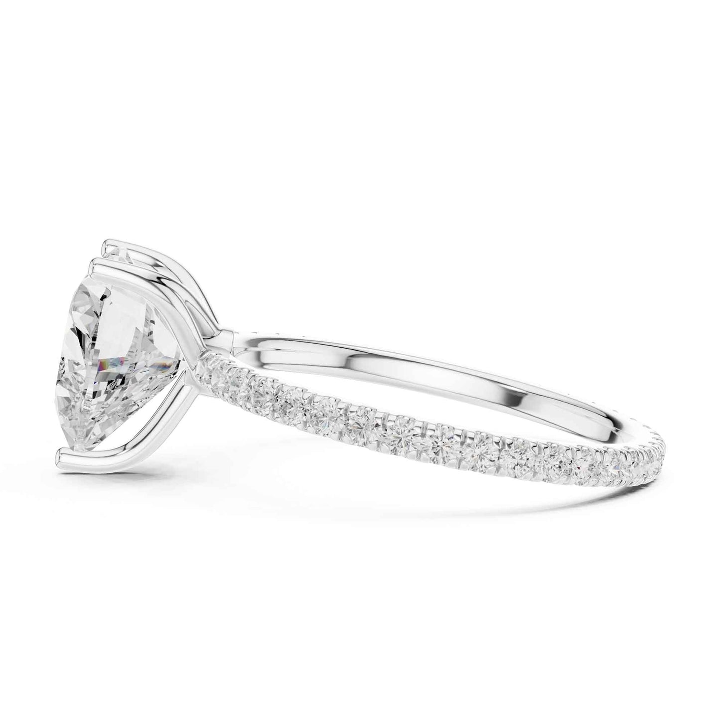 2.5 Carat Heart Cut Lab Grown Diamond Engagement Ring with Pavé Band