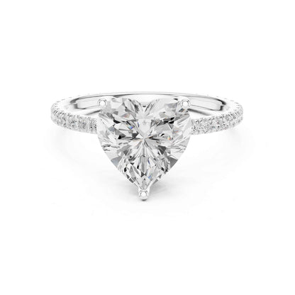 2.5 Carat Heart Cut Lab Grown Diamond Engagement Ring with Pavé Band