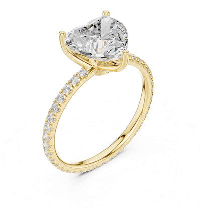 2.5 Carat Heart Cut Lab Grown Diamond Engagement Ring with Pavé Band