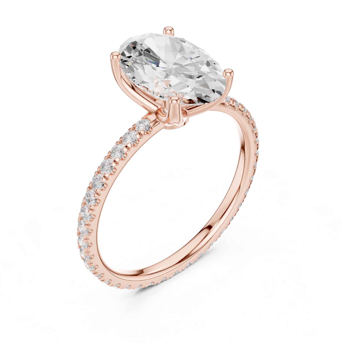 2.5 Carat Oval Shape Lab Grown Diamond Engagement Ring with Pavé Band