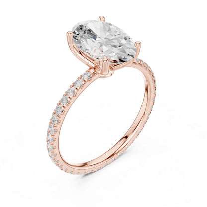 2.5 Carat Oval Shape Lab Grown Diamond Engagement Ring with Pavé Band