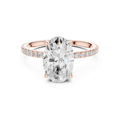 2.5 Carat Oval Shape Lab Grown Diamond Engagement Ring with Pavé Band