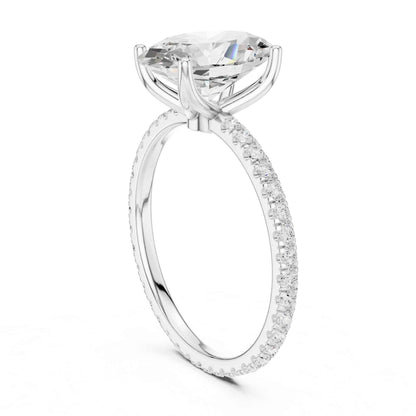2.5 Carat Oval Shape Lab Grown Diamond Engagement Ring with Pavé Band