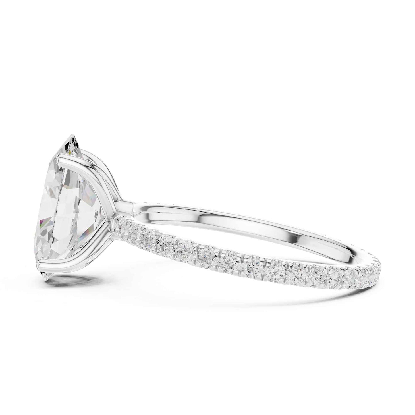 2.5 Carat Oval Shape Lab Grown Diamond Engagement Ring with Pavé Band