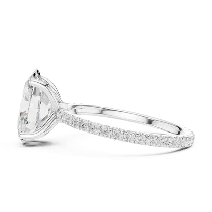2.5 Carat Oval Shape Lab Grown Diamond Engagement Ring with Pavé Band