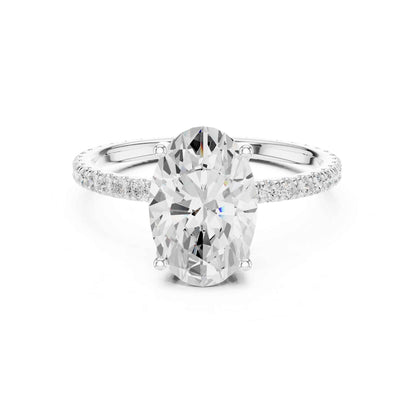 2.5 Carat Oval Shape Lab Grown Diamond Engagement Ring with Pavé Band