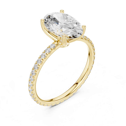 2.5 Carat Oval Shape Lab Grown Diamond Engagement Ring with Pavé Band