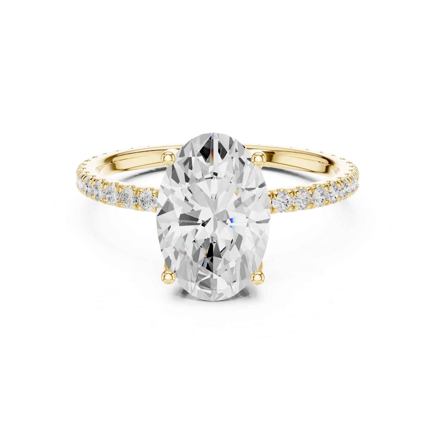 2.5 Carat Oval Shape Lab Grown Diamond Engagement Ring with Pavé Band