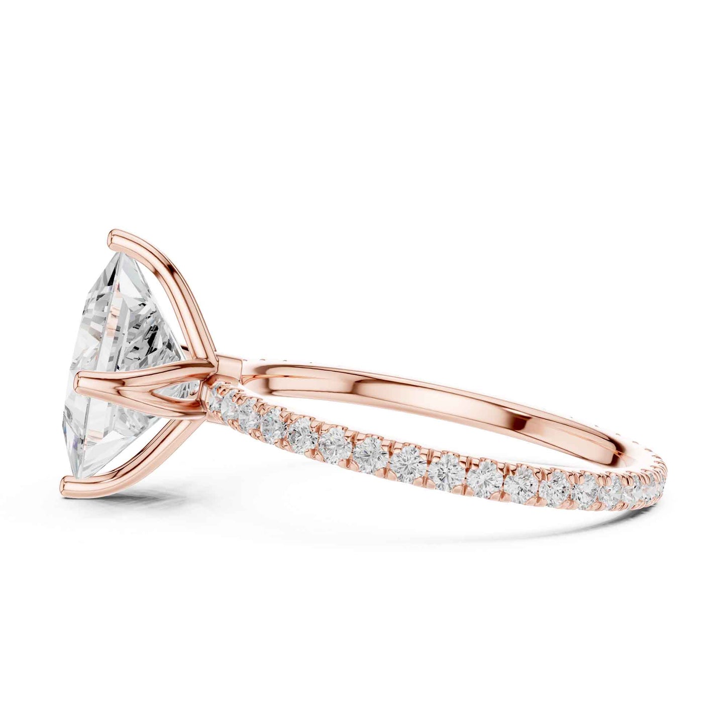 2.5 Carat Princess Cut Lab Grown Diamond Pavé Engagement Ring