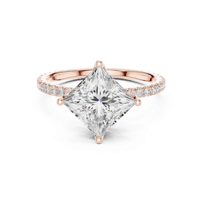 2.5 Carat Princess Cut Lab Grown Diamond Pavé Engagement Ring