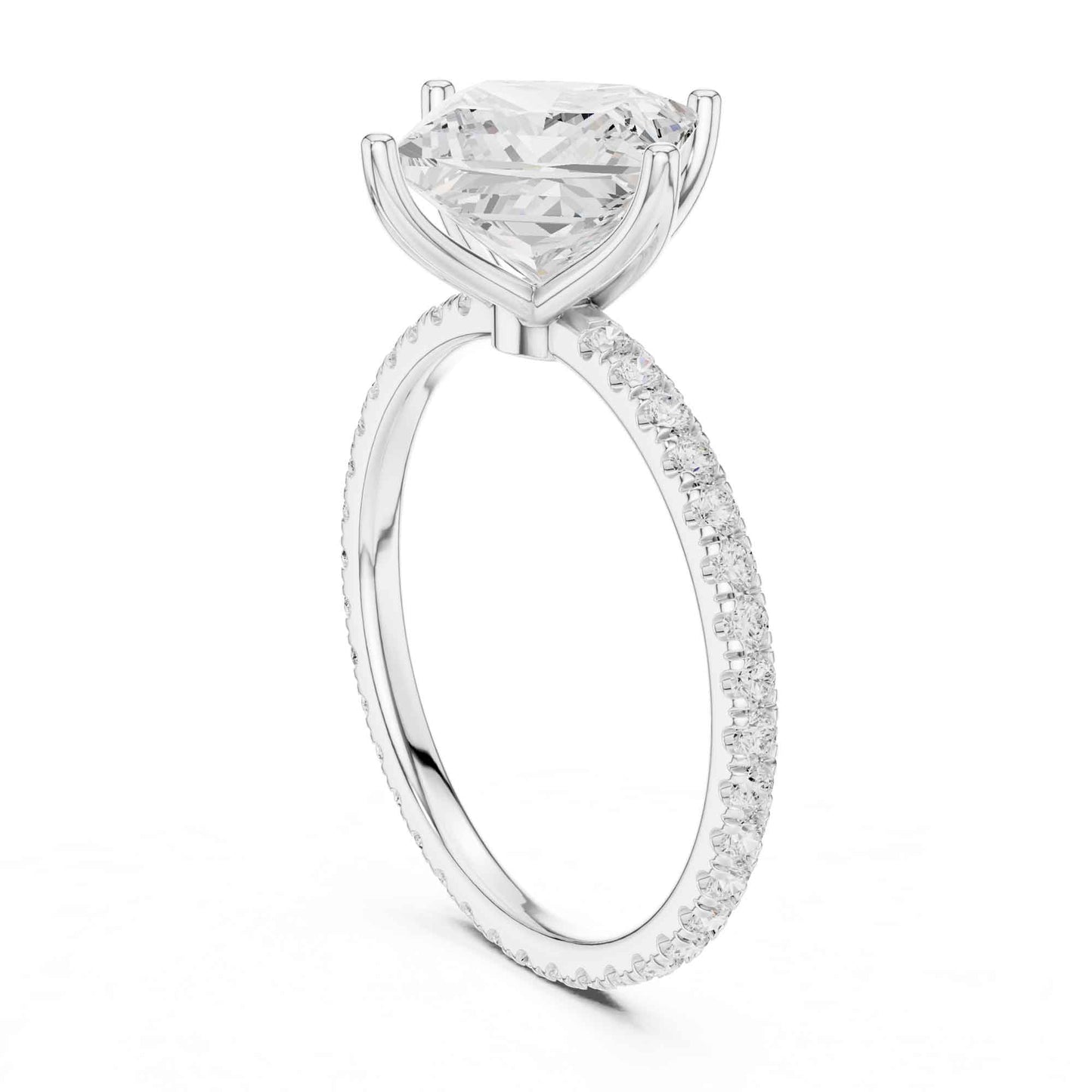 2.5 Carat Princess Cut Lab Grown Diamond Pavé Engagement Ring