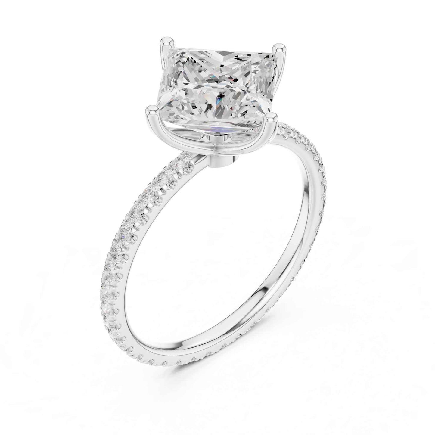 2.5 Carat Princess Cut Lab Grown Diamond Pavé Engagement Ring
