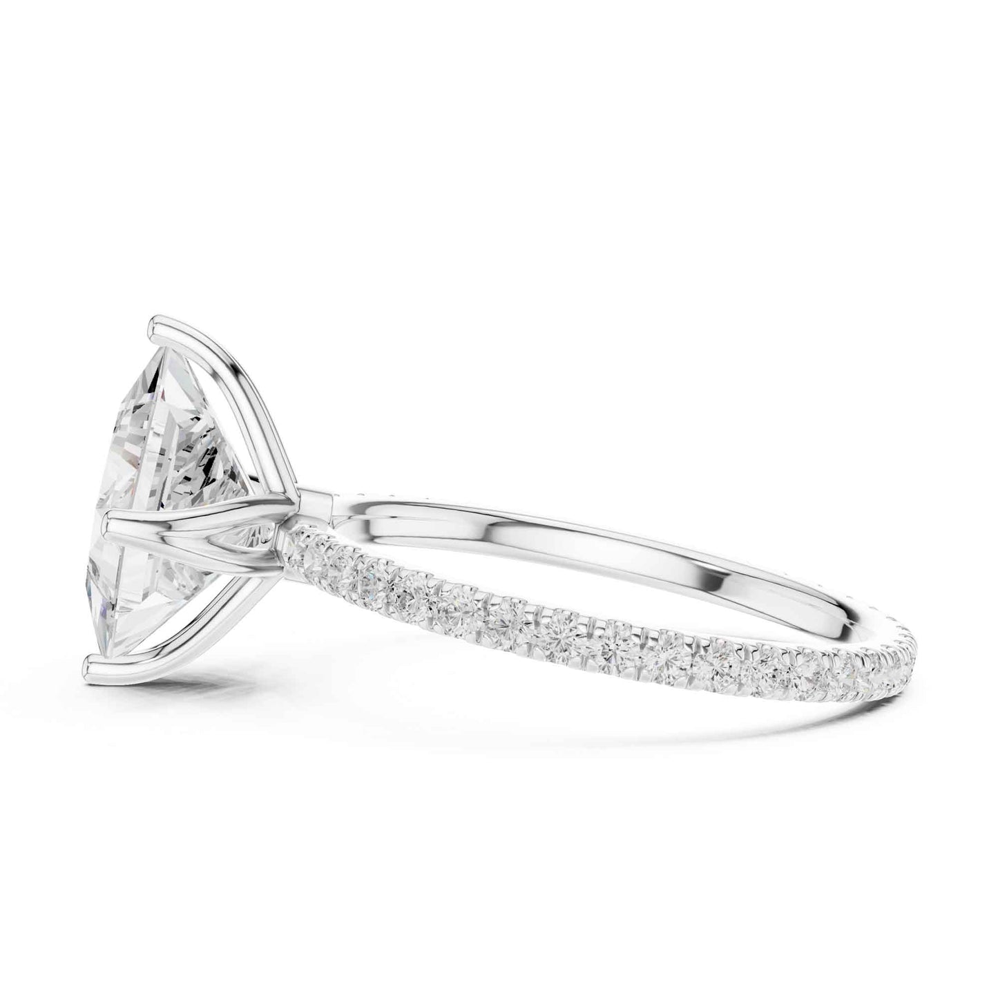 2.5 Carat Princess Cut Lab Grown Diamond Pavé Engagement Ring