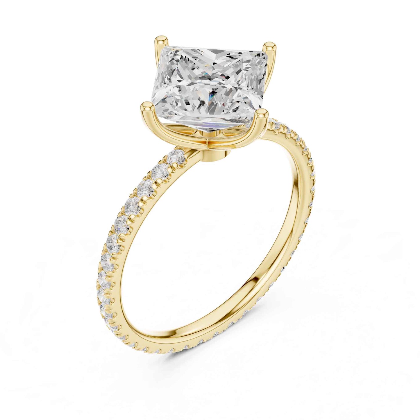 2.5 Carat Princess Cut Lab Grown Diamond Pavé Engagement Ring