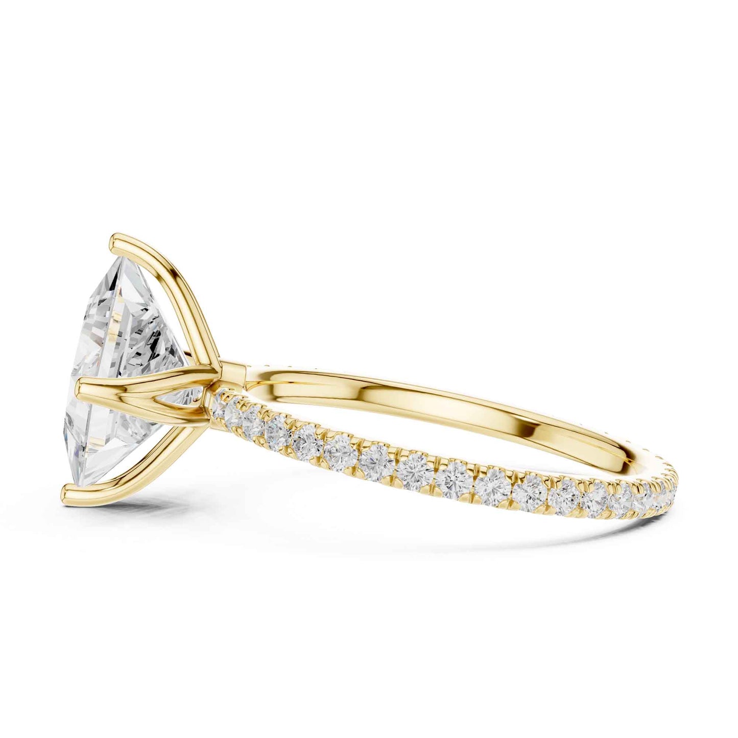 2.5 Carat Princess Cut Lab Grown Diamond Pavé Engagement Ring