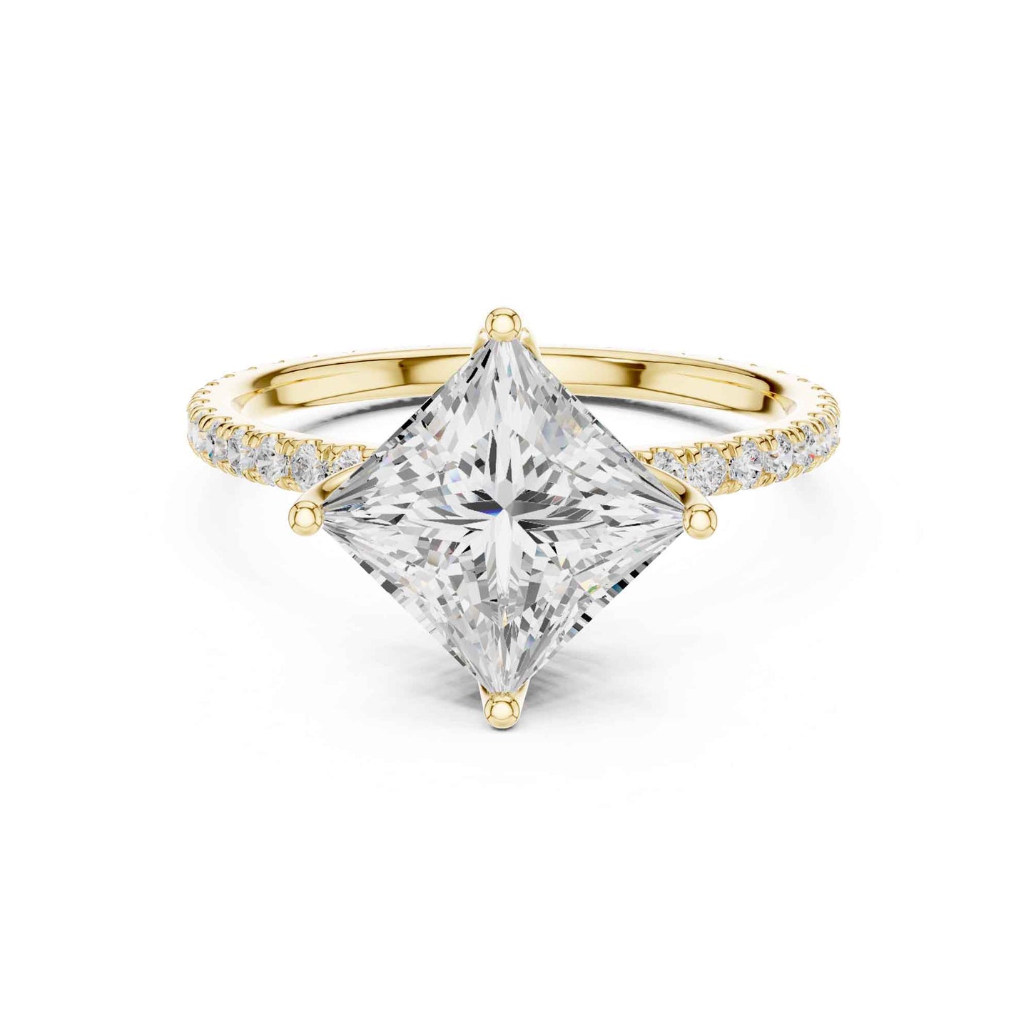 2.5 Carat Princess Cut Lab Grown Diamond Pavé Engagement Ring