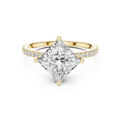 2.5 Carat Princess Cut Lab Grown Diamond Pavé Engagement Ring