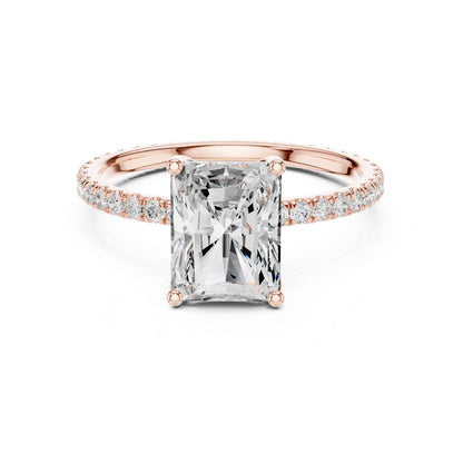2.5 Carat Radiant Cut Lab Grown Diamond Engagement Ring with Pavé Band