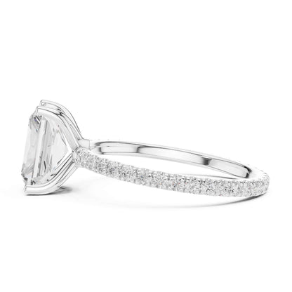 2.5 Carat Radiant Cut Lab Grown Diamond Engagement Ring with Pavé Band