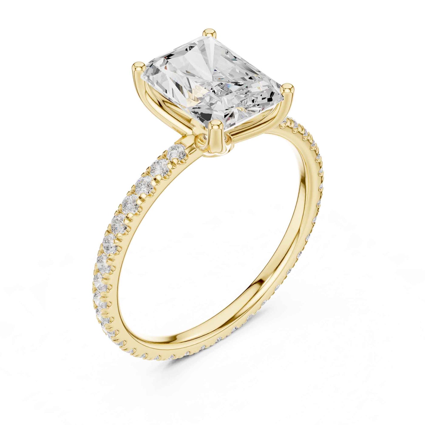 2.5 Carat Radiant Cut Lab Grown Diamond Engagement Ring with Pavé Band