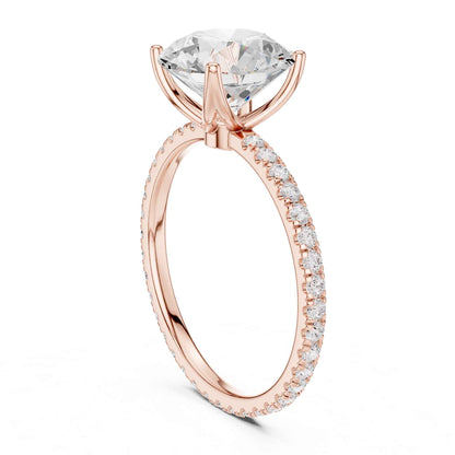 2.5 Carat Round Cut Lab Grown Diamond Pavé Engagement Ring