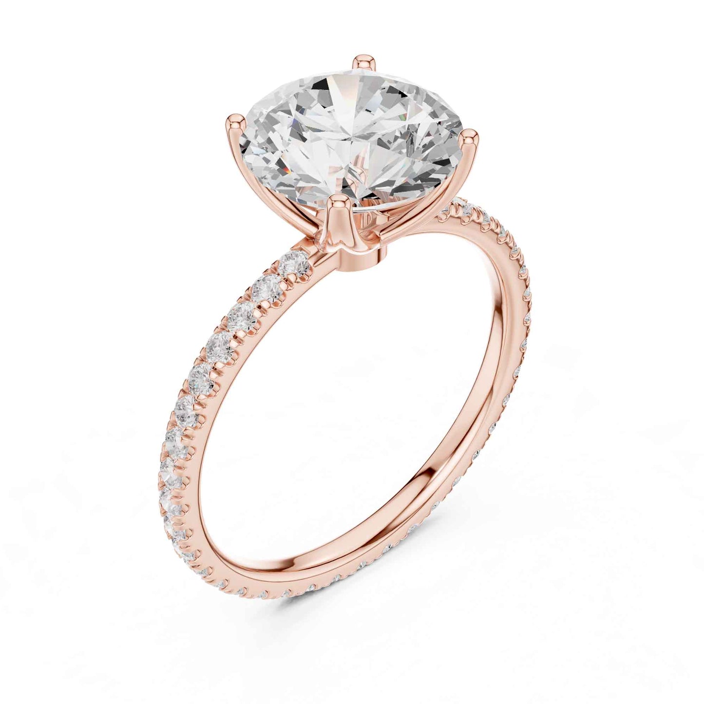 2.5 Carat Round Cut Lab Grown Diamond Pavé Engagement Ring