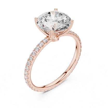 2.5 Carat Round Cut Lab Grown Diamond Pavé Engagement Ring