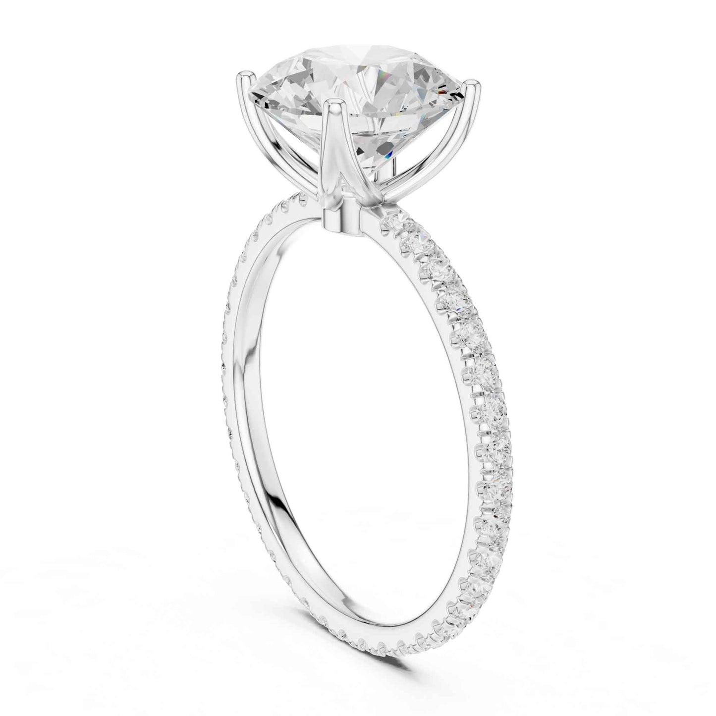 2.5 Carat Round Cut Lab Grown Diamond Pavé Engagement Ring
