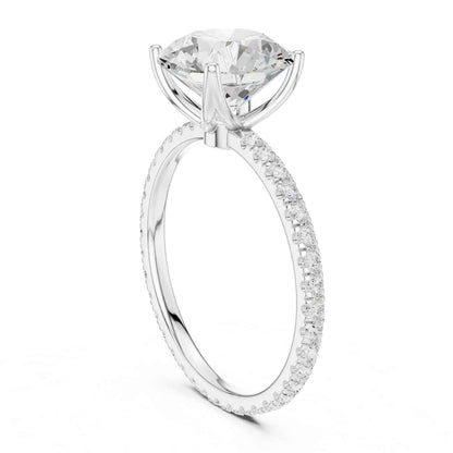 2.5 Carat Round Cut Lab Grown Diamond Pavé Engagement Ring