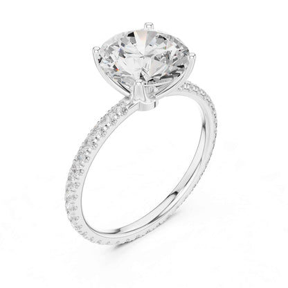 2.5 Carat Round Cut Lab Grown Diamond Pavé Engagement Ring