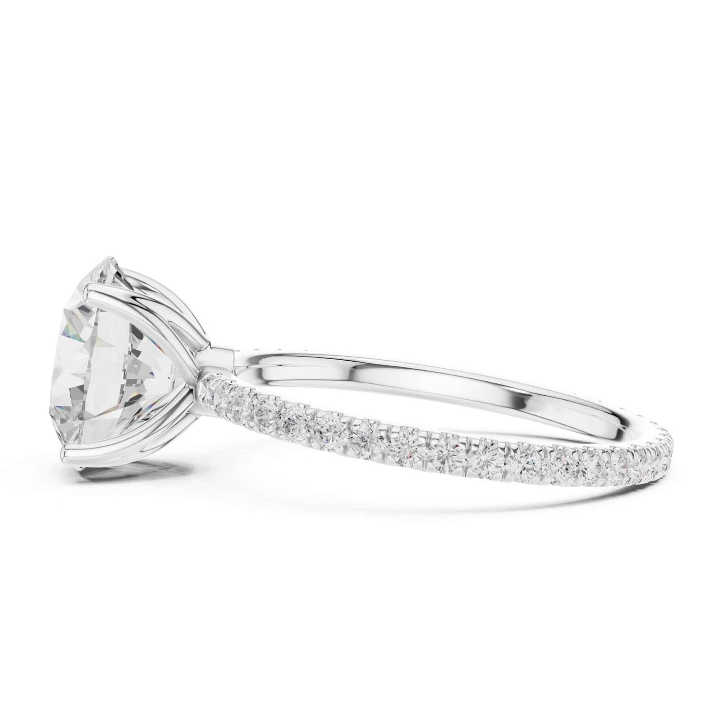 2.5 Carat Round Cut Lab Grown Diamond Pavé Engagement Ring