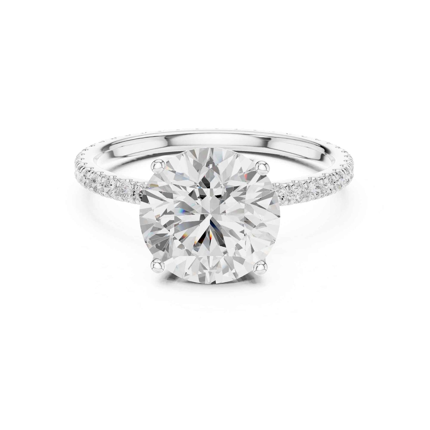 2.5 Carat Round Cut Lab Grown Diamond Pavé Engagement Ring