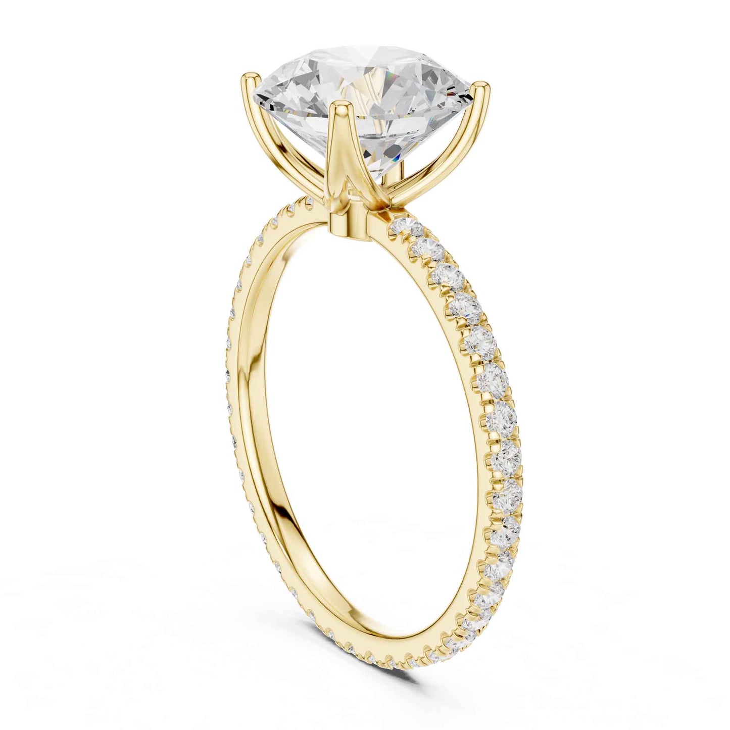 2.5 Carat Round Cut Lab Grown Diamond Pavé Engagement Ring