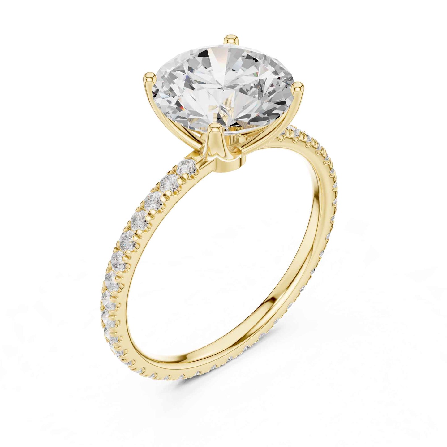 2.5 Carat Round Cut Lab Grown Diamond Pavé Engagement Ring