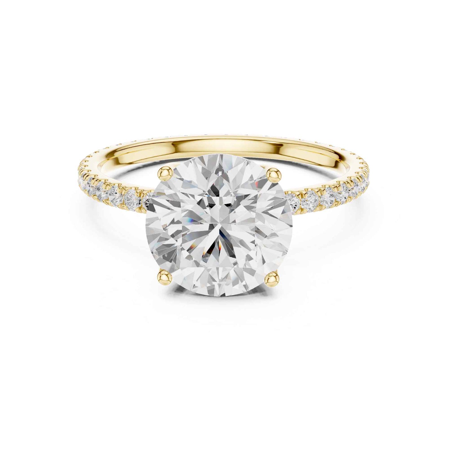 2.5 Carat Round Cut Lab Grown Diamond Pavé Engagement Ring
