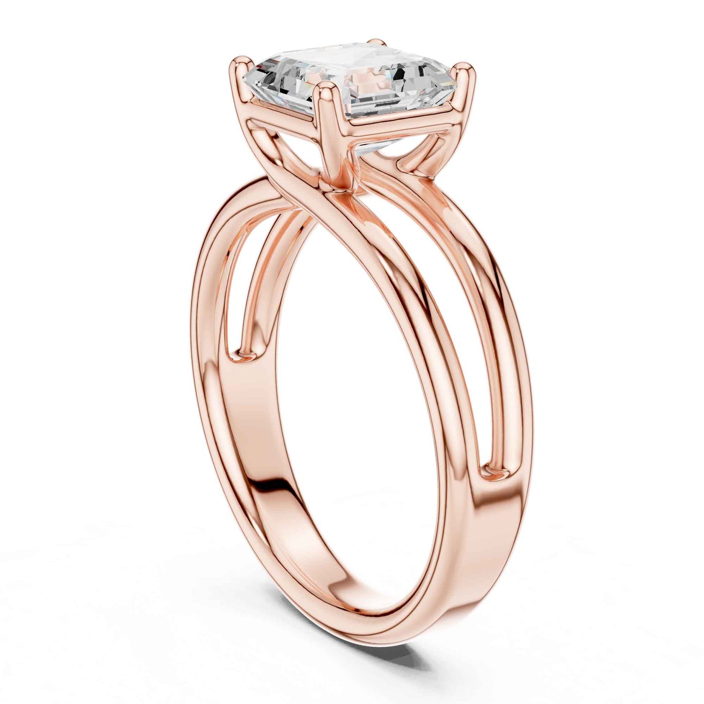 2 Carat Asscher Cut Diamond Solitaire Engagement Ring